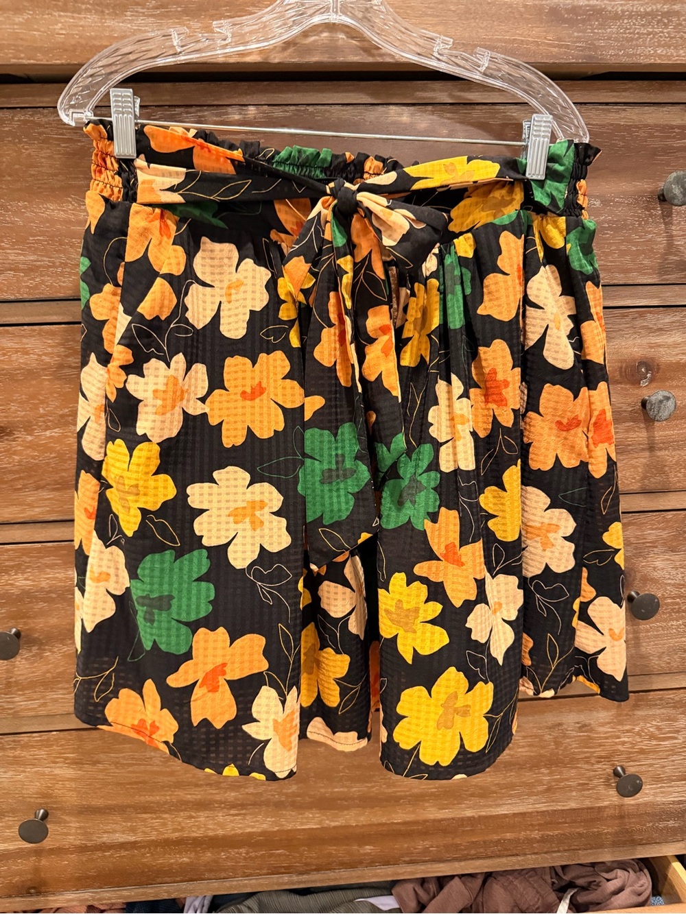 Who What Wear Black Floral Tie-Waist Skirt